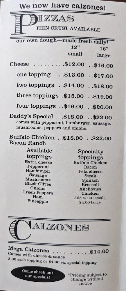 Daddy's Pizza Menu image 2